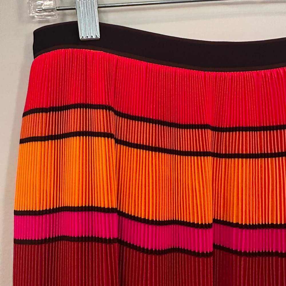 J. Crew Straight Pleat Skirt Multistripe Women's 2‎ Orange Career Preppy Classic - Picture 8 of 11